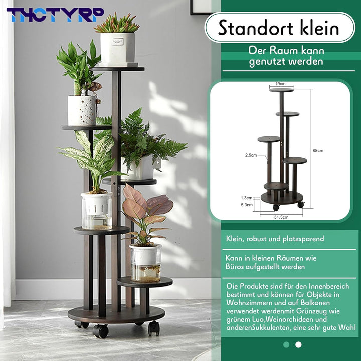 THCTYRP Hoher und niedriger Bambus-Blumenständer, Scheibenblumenständer, Pothos-Blumentopfständer mi