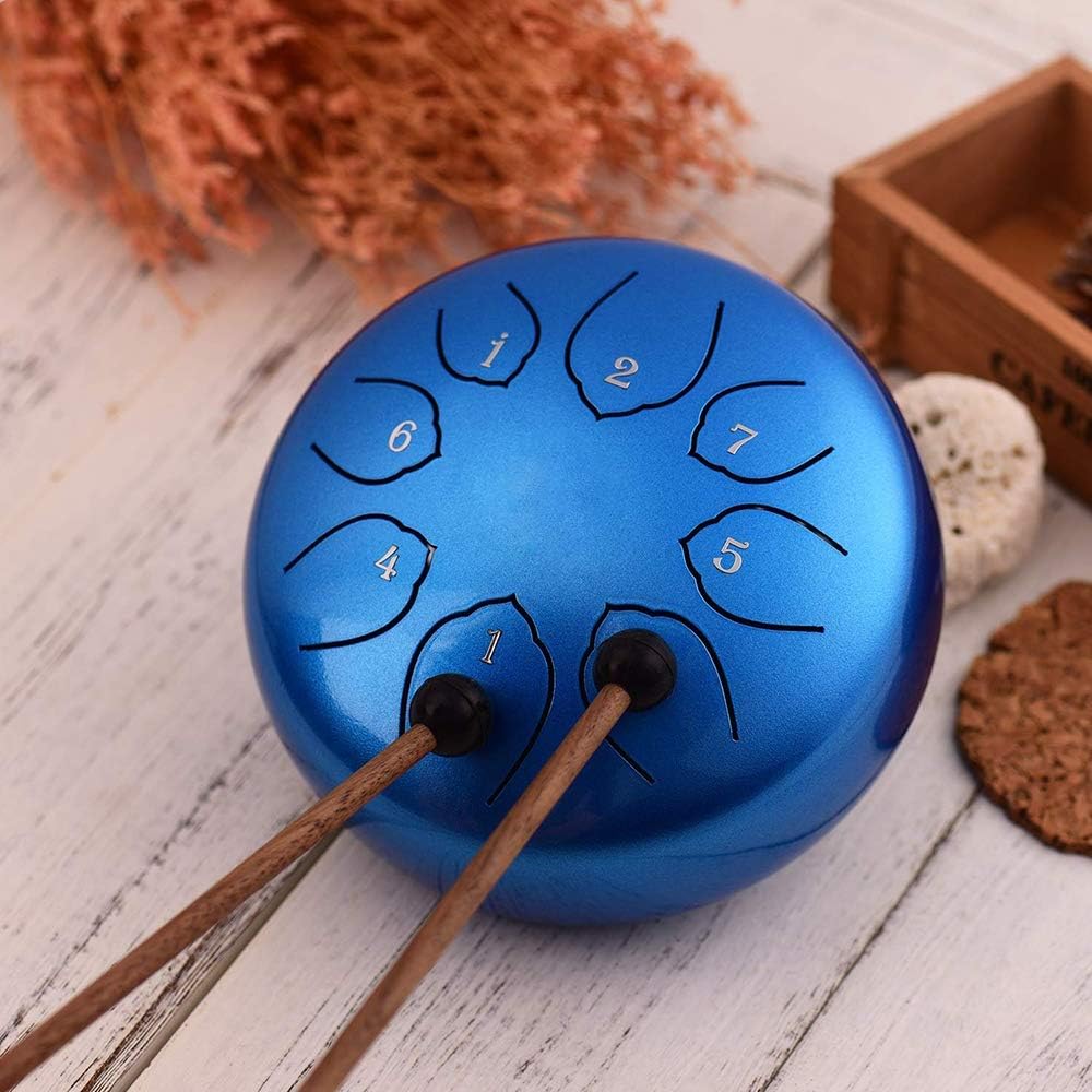 Musfunny Steel Tongue Drum Zungentrommel : 6 Zoll 8 Noten C-Dur Handpan Instrument - Stahlzungentrom