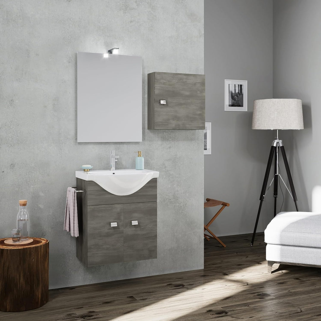 KIAMAMI VALENTINA WÜRFEL-HÄNGESCHRANK 45X45X15 AUSFÜHRUNG Eiche DUNKELGRAU MIT Holz-Effekt | FACILE,
