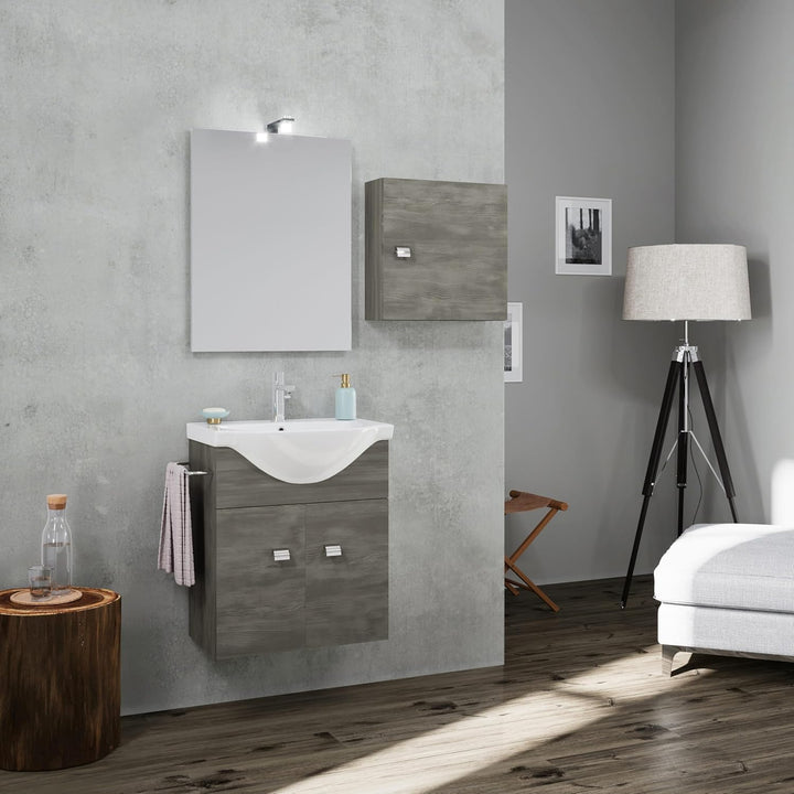 KIAMAMI VALENTINA WÜRFEL-HÄNGESCHRANK 45X45X15 AUSFÜHRUNG Eiche DUNKELGRAU MIT Holz-Effekt | FACILE,