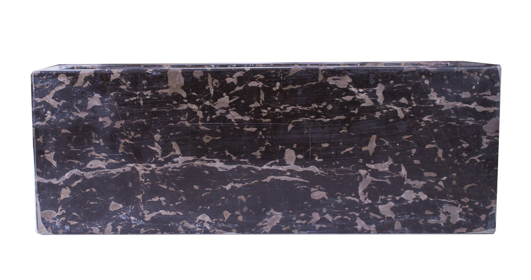 Yuchengstone Design Vase Blumenkübel Pflanzenkübel aus Marmor, Unikat, Naturstein, schwarz, quadrati