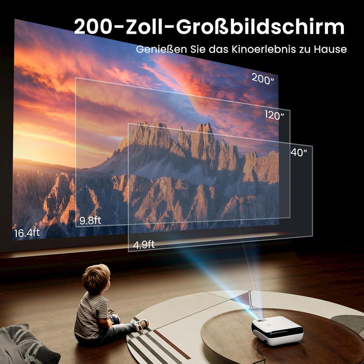 Mini Beamer, HAPPRUN H1 Full HD Beamer mit Bluetooth – Native 1080P Tragbarer Outdoor Projektor mit