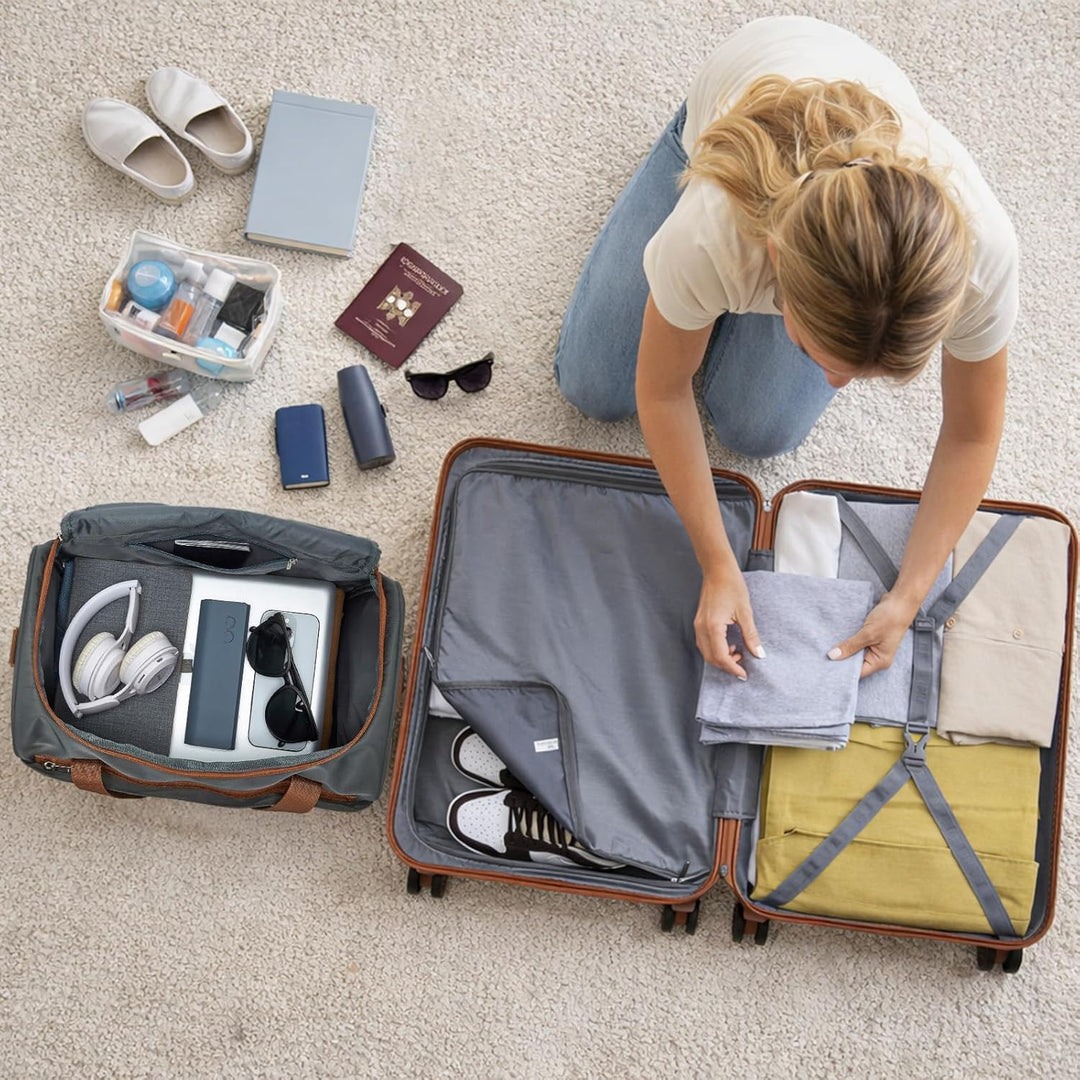KONO 55cm Handgepäck-Koffer Trolley Set 2 Teilig Gepäcksets, Kleiner Koffer mit Rollen Handgepäck Se