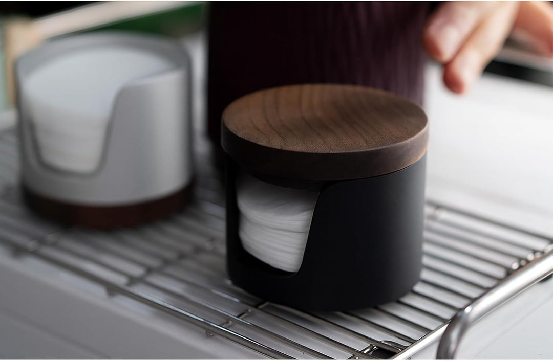 Aufbewahrungsbox für Papierfilter bis 64mm - Siebträger (Schwarz) Kaffeefilterspender, Espresso-Papi
