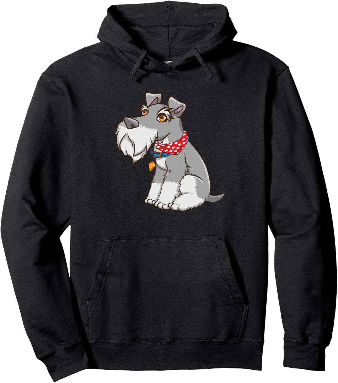 ZwergschnauzerIn mit rotem Polka-Punkt-Bandana Pullover Hoodie