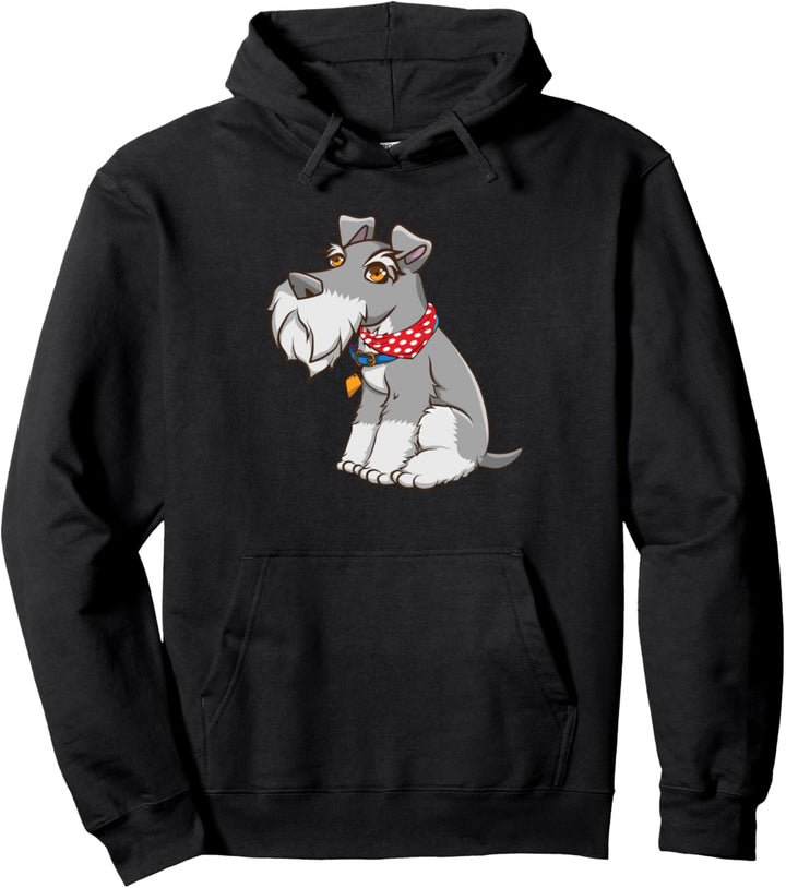 ZwergschnauzerIn mit rotem Polka-Punkt-Bandana Pullover Hoodie
