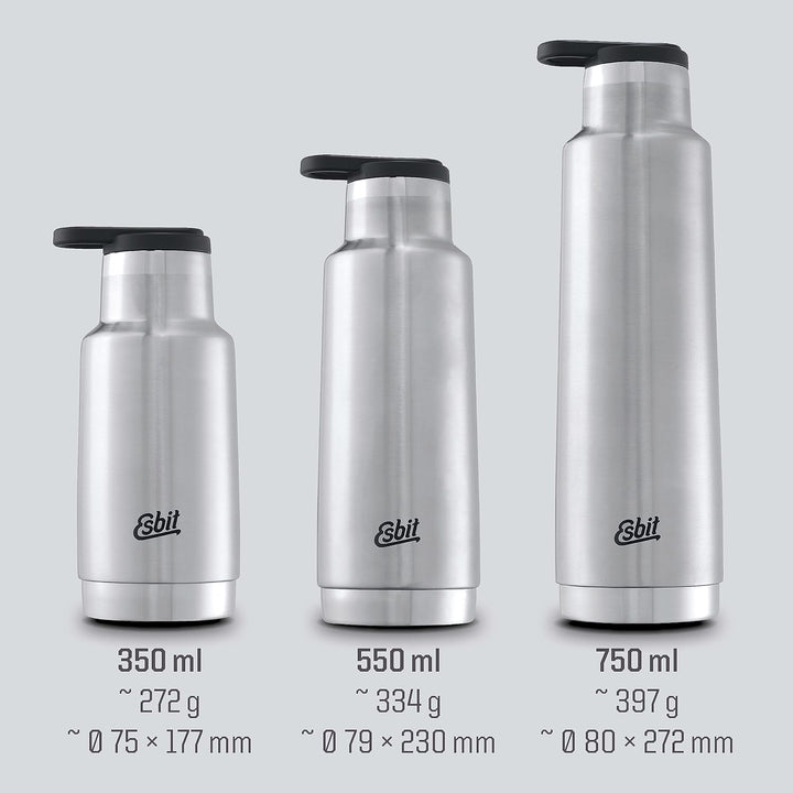 Esbit Isolierflasche Pictor | Edelstahl | BPA-Frei | Schwarz, Silber | 0,75L & mehr | Wasser, Fahrra