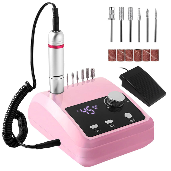 CozyZen Elektrische Nagelfräser Professional: 45000 U/min Nagelpflege-Kit mit LCD-Display, Hand- & F