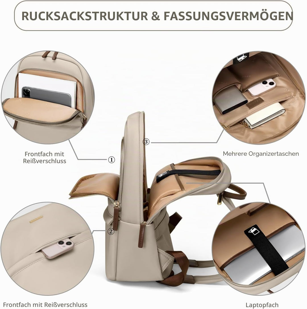 GOLF SUPAGS Laptop-Rucksack Damen, schlanke Computertasche, Arbeit, Reisen, College-Rucksack, Geldbö