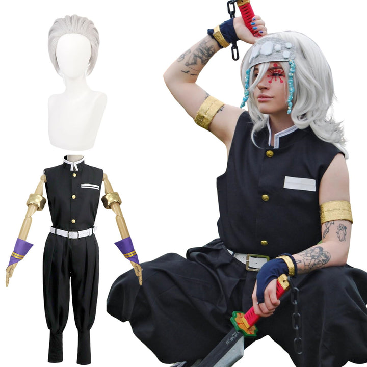 CR ROLECOS Demon Kanroji Mitsuri Cosplay Kostüm Tanjirou Giyuu Vollständiger Kostüm Anime Tokitou Mu