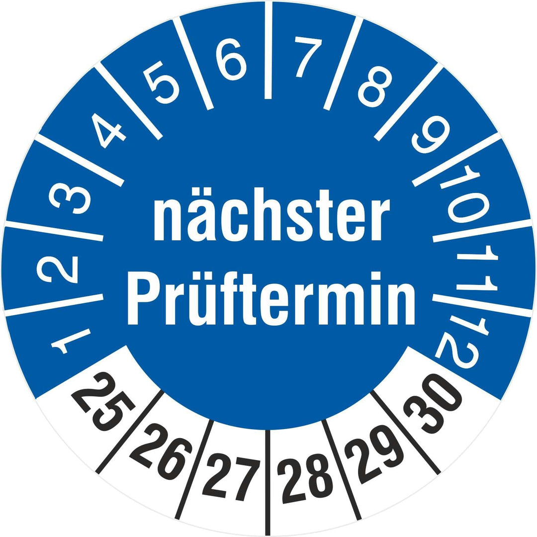 500 Prüfetiketten 30 mm nächster Prüftermin nächste Prüfung 2025-2030 Prüfplakette 500 30mm Durchmes