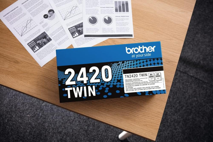 Brother TN2420TWIN Bundle mit 2 Tonern, schwarz, ca. 6000 Seiten, für MFCL2710DW/MFCL2710DN/MFCL2730