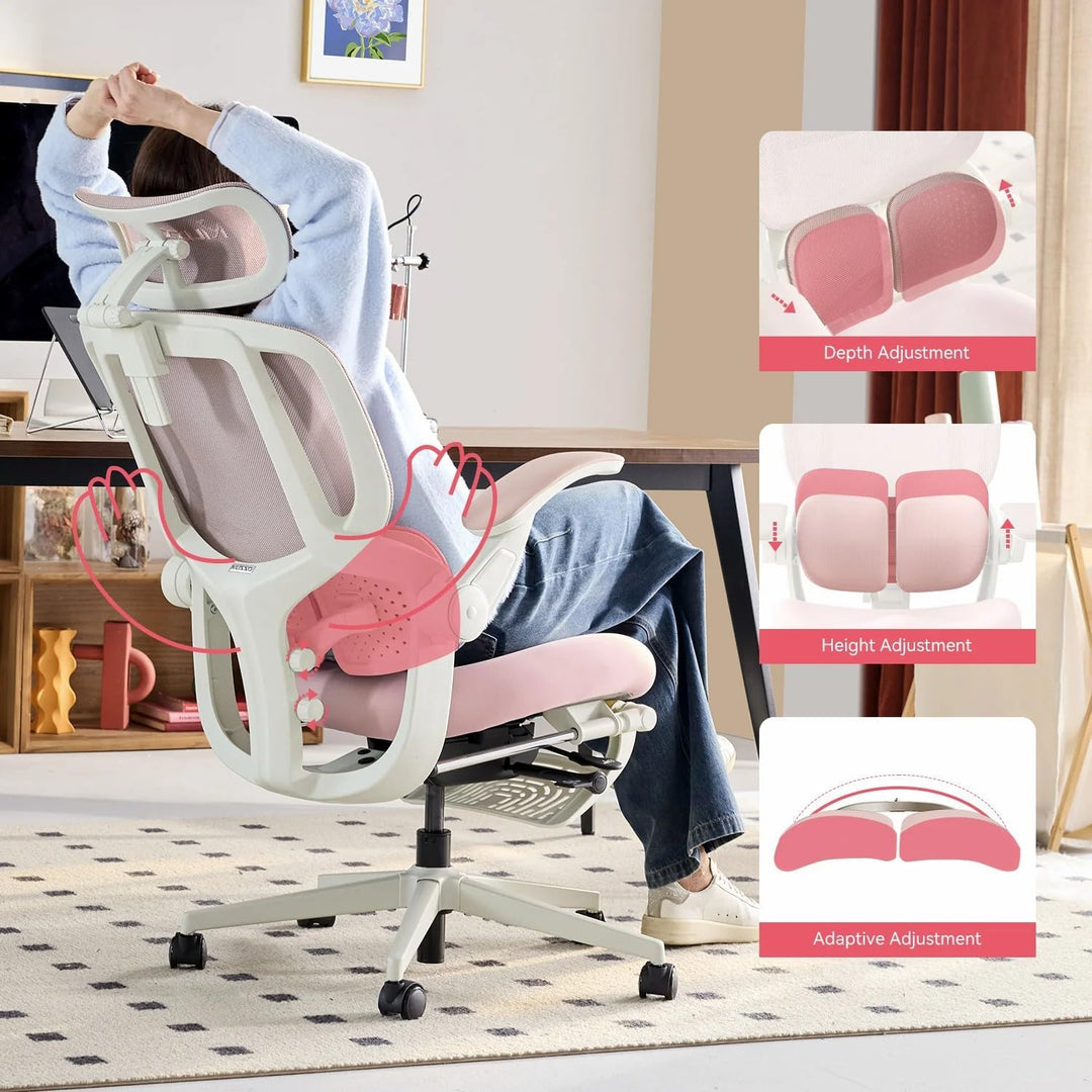 MUSSO E80 Air Petite Ergonomischer Bürostuhl, kompakter Computerstuhl für Damen, 3D-Bio-Wing-Lendenw