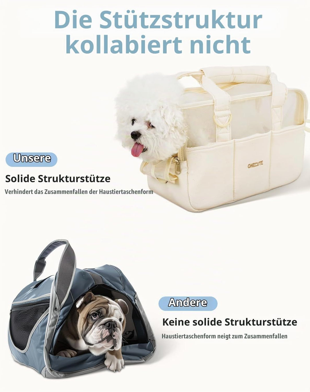 Hundetasche für Kleine Hunde, Katzen &amp; Kaninchen – Klappbare Tragetasche mit Sicherheitsverschluss,
