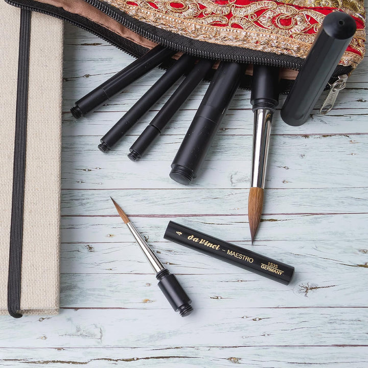 da Vinci Maestro Kolinsky Reisepinsel-Set, Tierhaare, schwarz, 3,5,7 Kolinsky Travel Set 3, Kolinsky