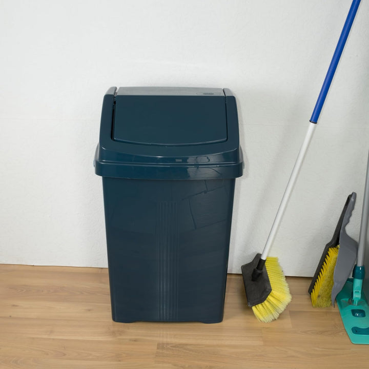 Mülleimer Schwingdeckel 50L eckig Grau Schwingdeckeleimer Kunststoff Bad Grau 50 Liter, Grau 50 Lite