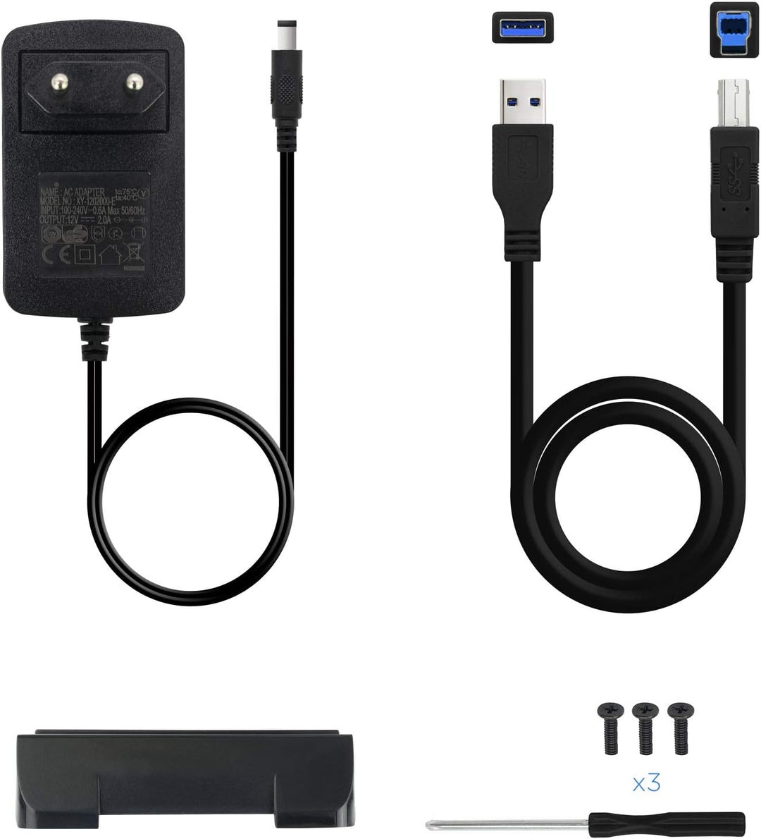 TooQ TQE-3527B - Gehäuse für 3,5" Zoll Festplatten (SATA I/II/III, USB 3.0), Aluminium, LED Anzeige,