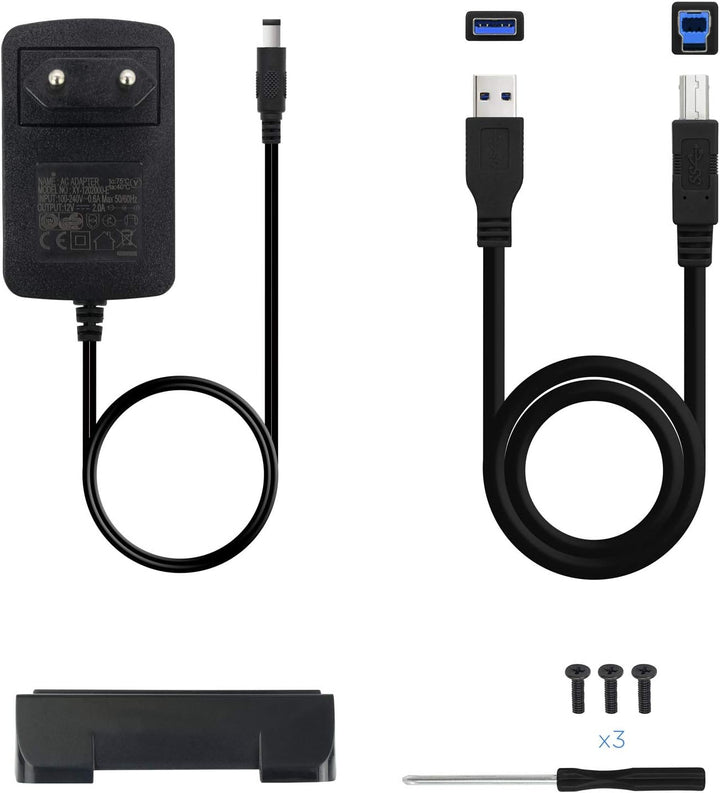 TooQ TQE-3527B - Gehäuse für 3,5" Zoll Festplatten (SATA I/II/III, USB 3.0), Aluminium, LED Anzeige,