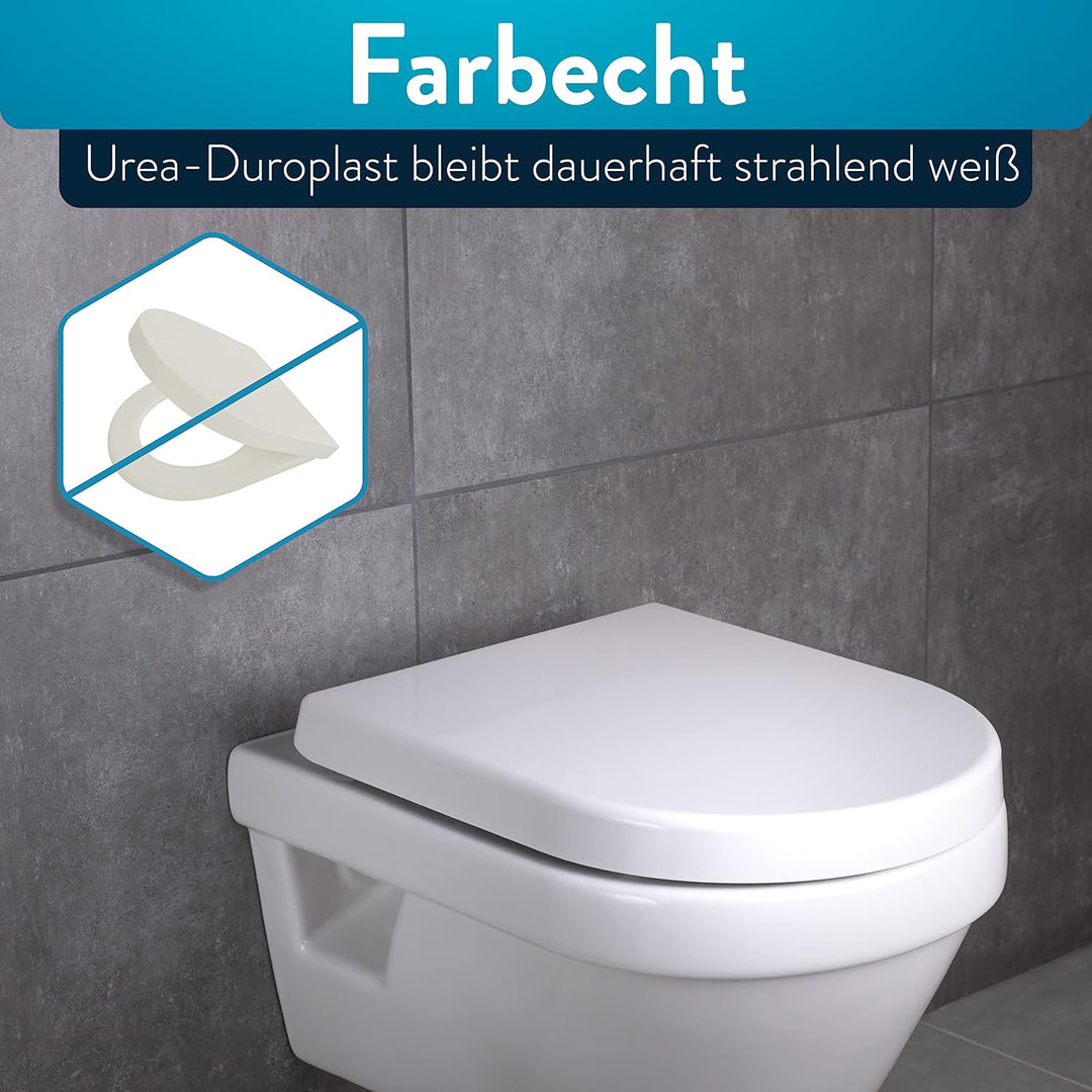 Benkstein® Premium Toilettendeckel antibakteriell D-Form weiss Klodeckel mit Quick-Release-Funktion