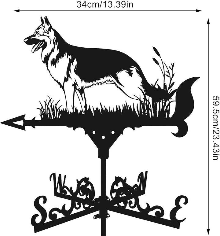 Wetterfahne aus Metall, 23,4313,39 cm, niedlicher Hund, Retro-Eisen, Wetterfahne für Gartendekoratio