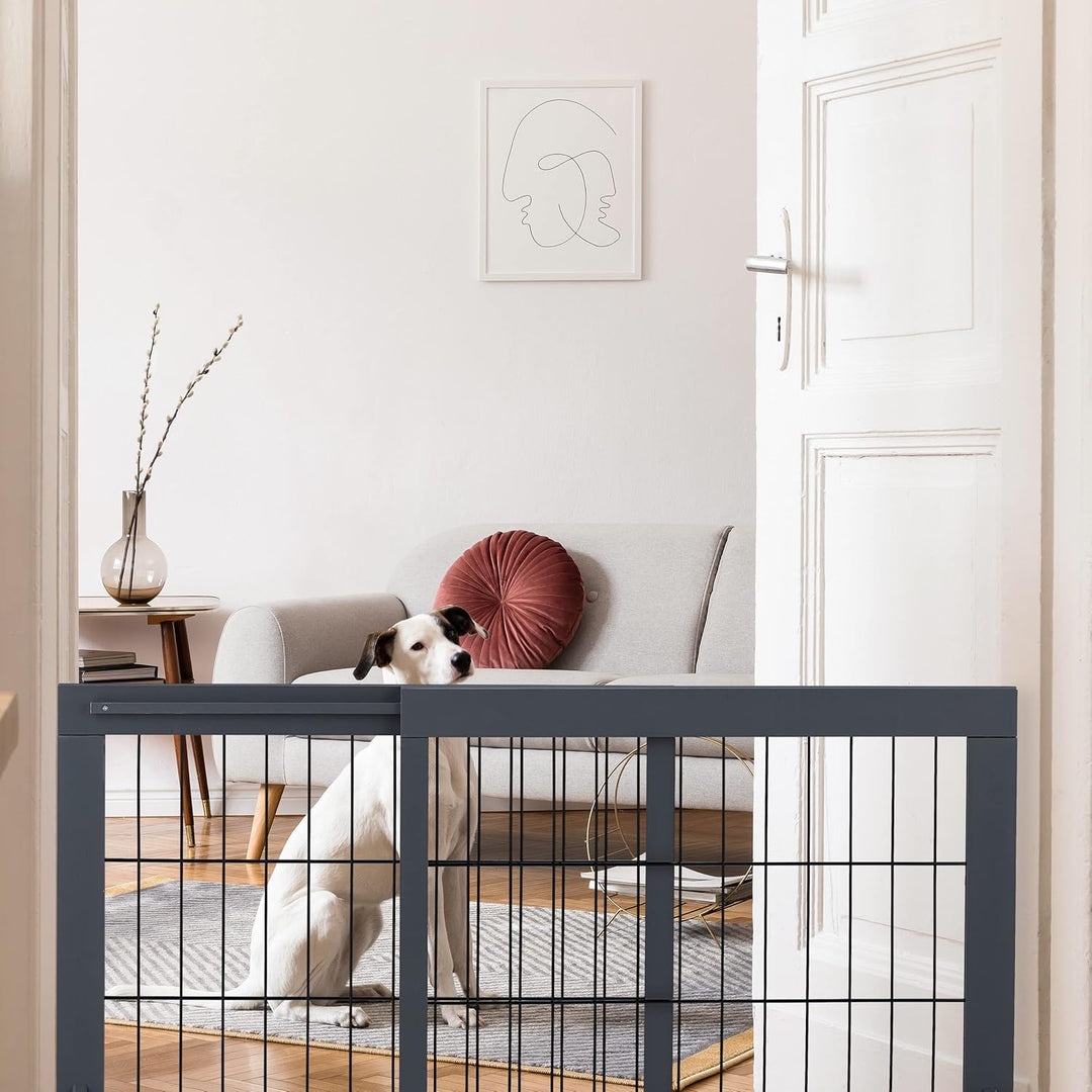 Relaxdays Absperrgitter, ausziehbares Schutzgitter, Treppe & Tür, HxB: 56 x 70-108 cm, freistehend,