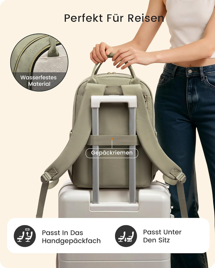 LOVEVOOK Rucksack Damen, 15.6 Zoll Laptop Schulrucksack Teenager mit Grossem Flaschenfach, Uni Schul