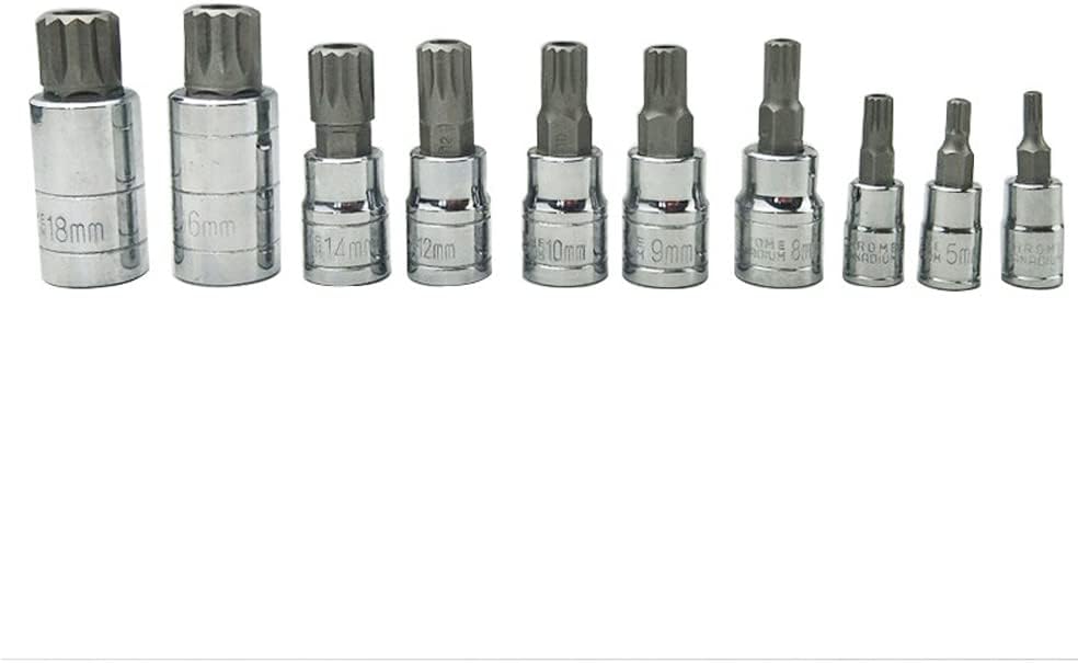 Antriebs-Steckschlüssel-Werkzeug-Set, 10 Stück M4 - M18 Torx-Bit-Steckschlüssel-Set mit Aufbewahrung