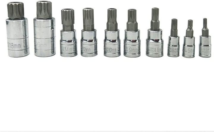 Antriebs-Steckschlüssel-Werkzeug-Set, 10 Stück M4 - M18 Torx-Bit-Steckschlüssel-Set mit Aufbewahrung