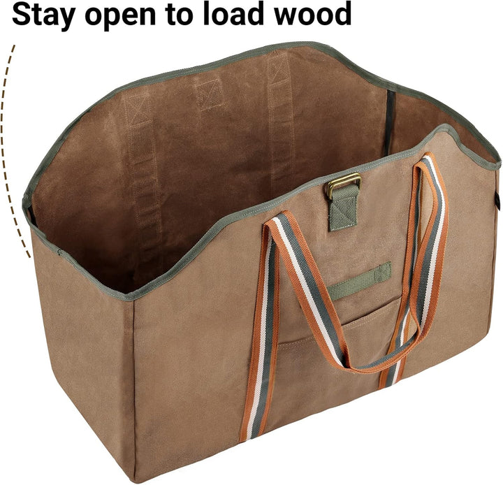 BONTHEE kaminholztasche Kaminholz Holzkorb Tragetasche Brennholztasche Kaminholzträger gewachstes Se