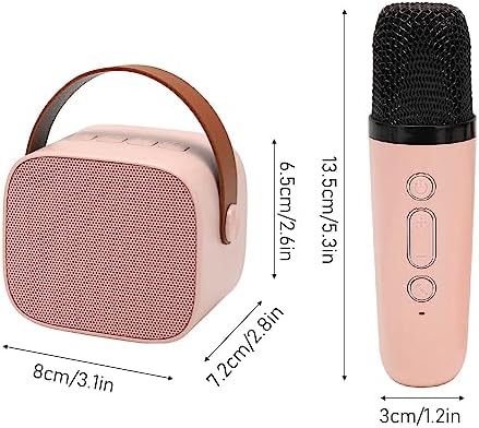 Karaoke Maschinen Set, Tragbarer Stereo Bluetooth Lautsprecher mit 2 Kabellosen Mikrofonen für Kinde