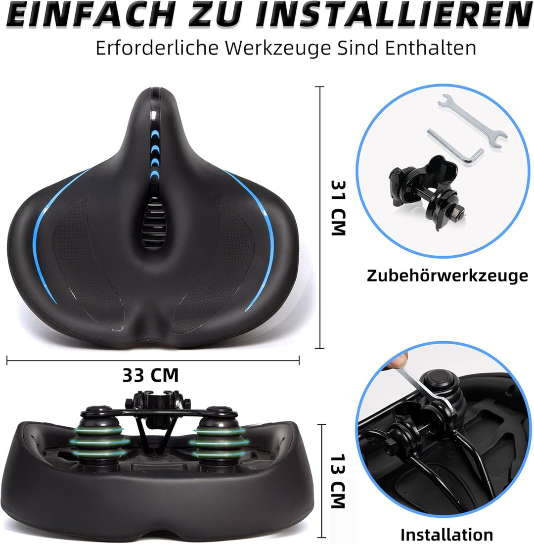CDYWD Übergrosser Fahrradsattel Herren Damen - Bequem, Extra Breit, Weich Polster Fahrrad Sattel, At