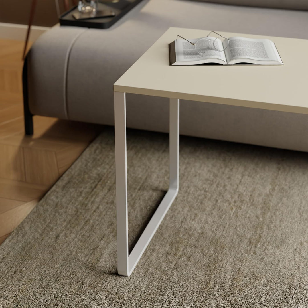 AKKE Couchtisch Wohnzimmertisch Beistelltisch Mit Metallbeinen Laminierte Platte Höhe 55cm Tisch Für
