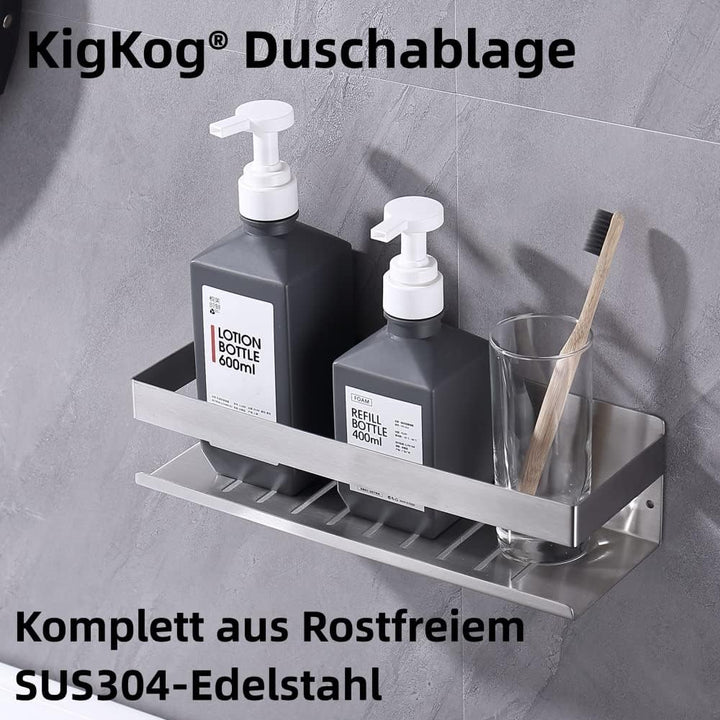 Duschablage ohne Bohren Gebürstetes Nickel, Duschregal Wandmontage Edelstahl SUS304 Rostfreier Dusch
