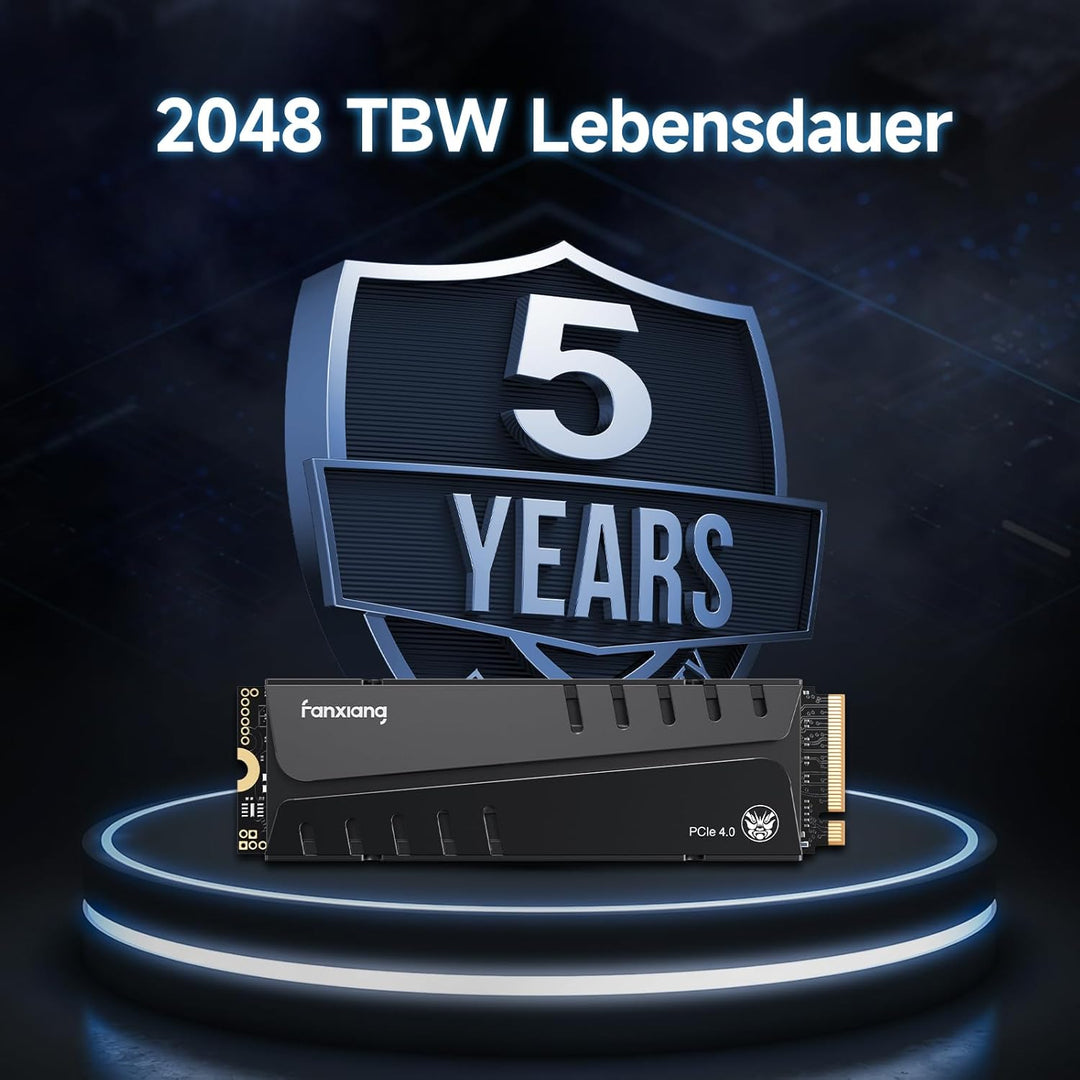 M2 SSD 4TB Nvme M.2 2280 Interne SSD Festplatte PCIe 4.0 mit Kühlkörper, 7450MB/s Lesen, 6800MB/s Sc