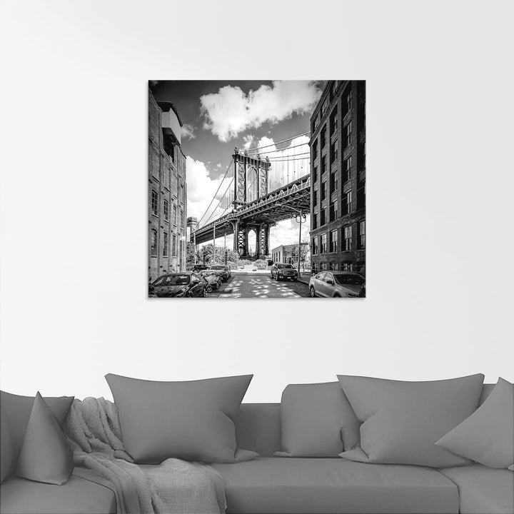 ARTland Glasbilder Wandbild Glas Bild einteilig 40x40 cm Quadratisch New York Brooklyn Skyline Archi