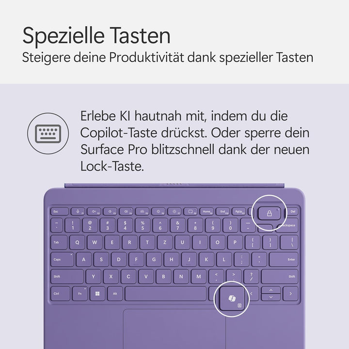 Microsoft Surface Pro 12" Keyboard | kompatibel mit Surface Pro 12" | QWERTZ | Violett Keyboard Viol