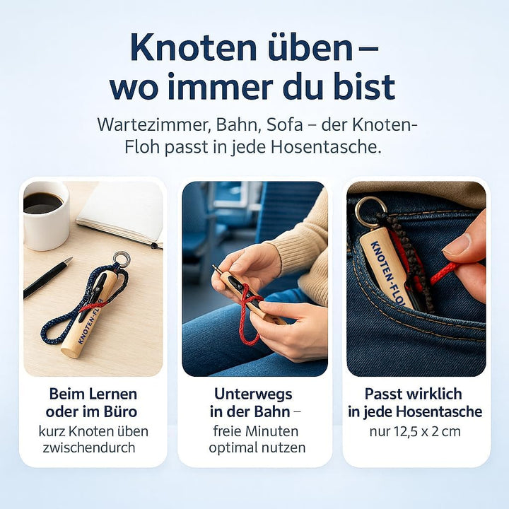 Knoten Übungsset Knoten Lernen für SBF See Bootsführerschein & Feuerwehr, Knotenübungsgerät inkl. Kn