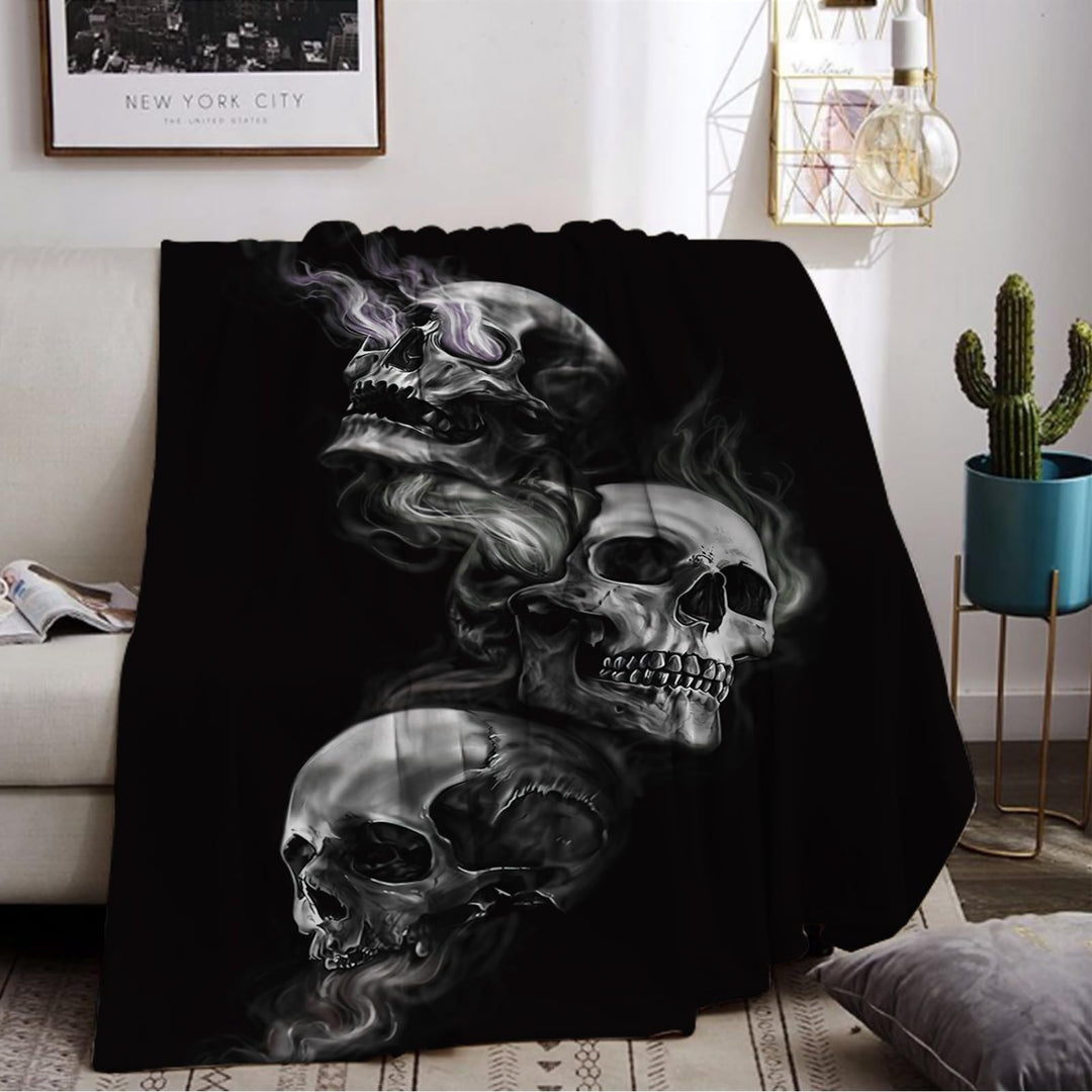Halloween Decke Kuscheldecken Totenkopf Flanell Decke,3D Skull Motiv Flauschige Plüsch Decke,Wohndec