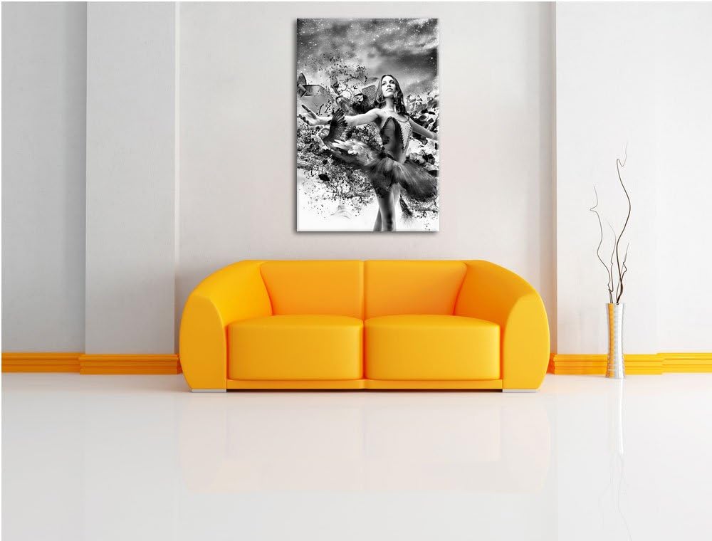 Pixxprint Ballerina im Kleid / 100x70cm Leinwandbild bespannt auf Holzrahmen/Wandbild Kunstdruck Dek