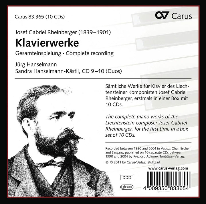 Rheinberger: Das Gesamte Klavierwerk, Audio-CD