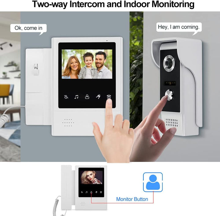 QttyElok 4,3'' TFT Farbe Wired Video Türsprechanlage Türklingel System für Home 700TVL IR Nachtsicht