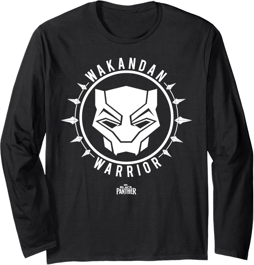 Marvel Black Panther Wakandan Warrior Simple Logo Langarmshirt