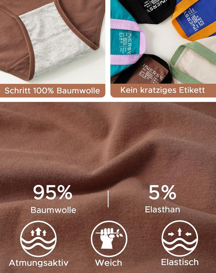 INNERSY Unterhosen Damen Grosse Grössen Schlüpfer Baumwolle High Waist Slip Maxi Unterwäsche 5er Pac