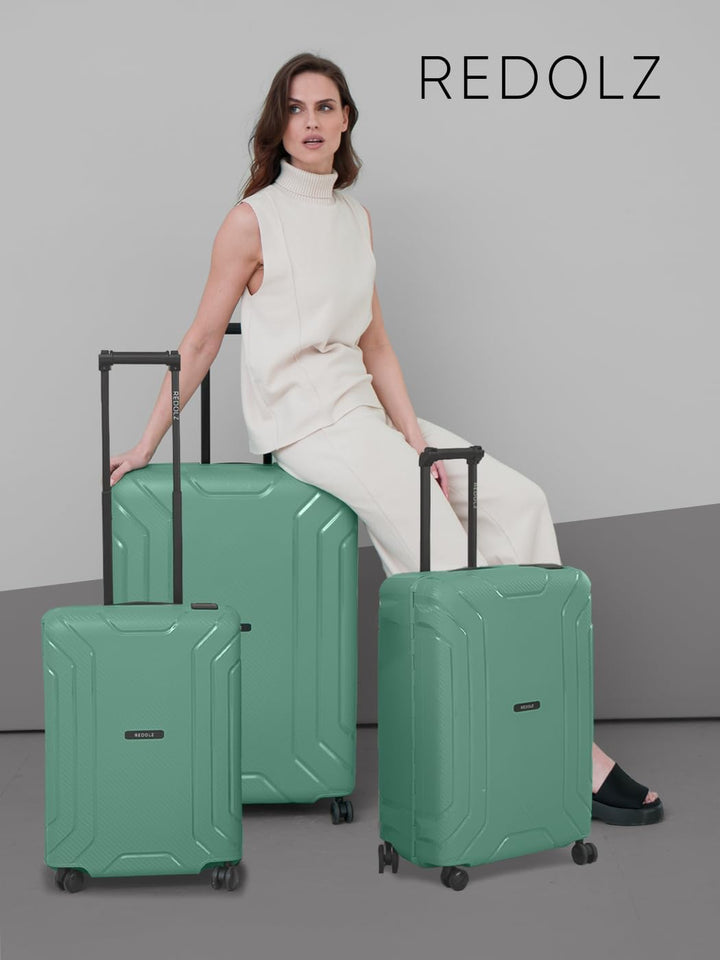 REDOLZ Hartschalen Kabinen-Koffer ohne Reissverschluss | 3-Punkt-Verschluss-System | Kleiner Trolley