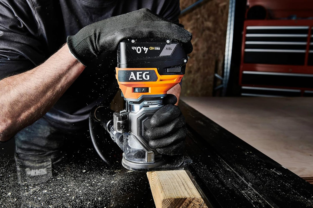 AEG 18 V Pro18V Brushless Akku-Kantenfräser BOF18BL3-0, 6 mm Spanndurchmesser, ohne Akku und Ladeger