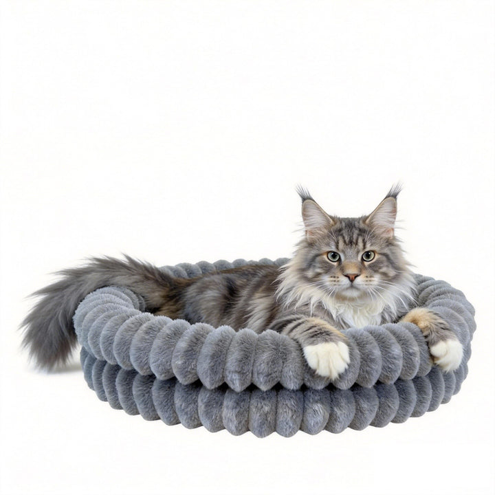 Rund Flauschiges Katzenbett waschbar Hundebett für den Winter, warm, rutschfest, maschinenwaschbar,5