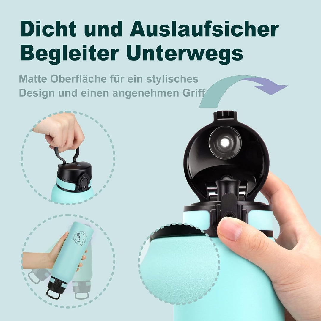 UZSPACE Thermosflasche Kinder 700ml, Isolierte Edelstahl Trinkflasche mit 1-Klick-Öffnung, 100% Ausl