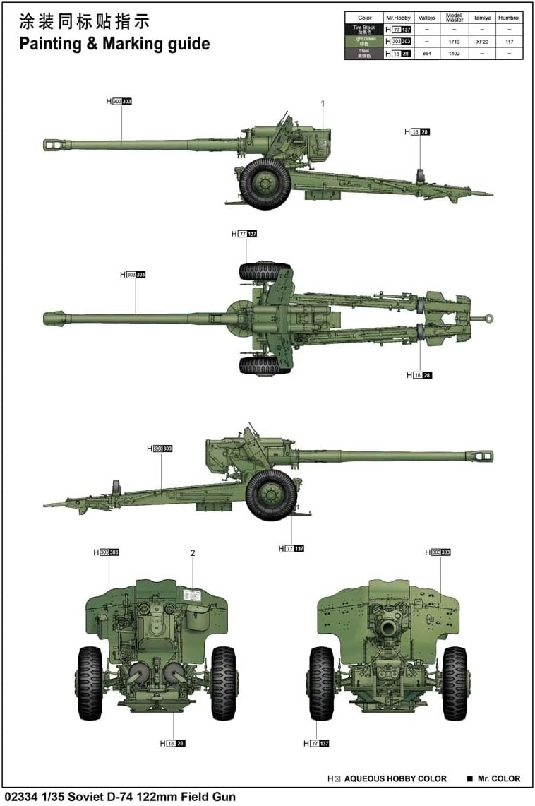 Trumpeter 02334 - Modellbausatz Soviet D-74 Field Gun, 122 mm
