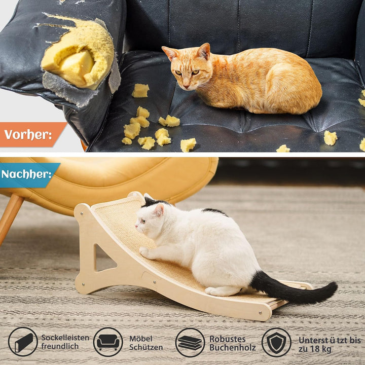Gebogener Kratzbaum für Katzen, Sisal-Kratzrampe für Kätzchen, L-förmiges Kratzpad für Hauskatzen, 2