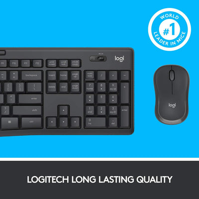 Logitech MK295 kabelloses Tastatur-Maus-Set mit SilentTouch-Technologie, Shortcut-Tasten, optischer